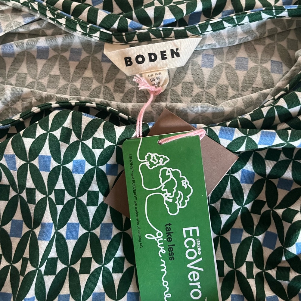 Boden Amelie Long Sleeve Dress in Pine Diamond Trellis Size 6 - Picture 8 of 8